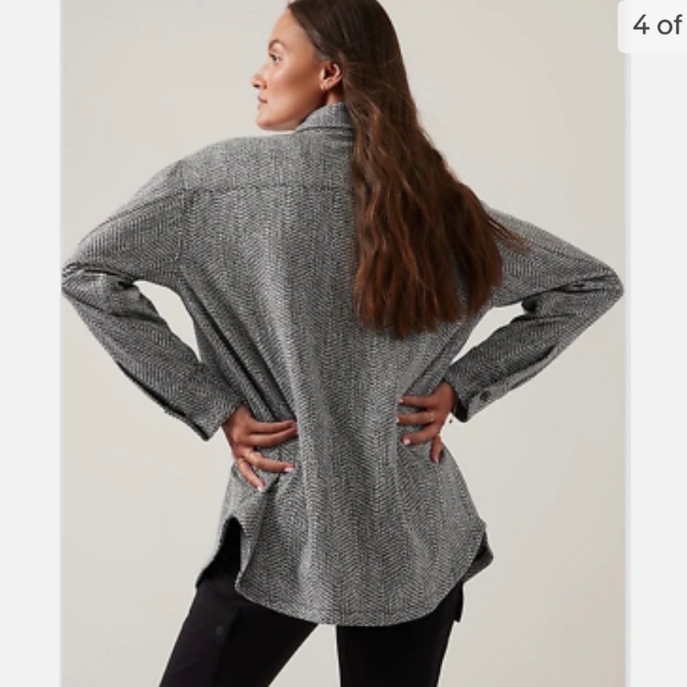 Athleta Braiden Textured Shacket Herringbone Blac… - image 2